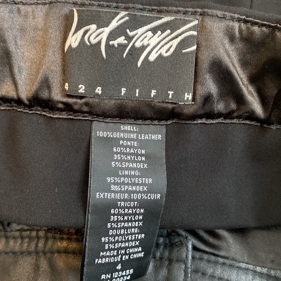 Lord & Taylor Leather/Ponte Ankle Zip Pants Black - Picture 6 of 6